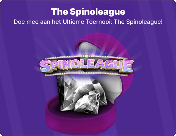 Promotie voor 'The SpinoLeague' met een zilveren bokaal en tekst over een toernooi